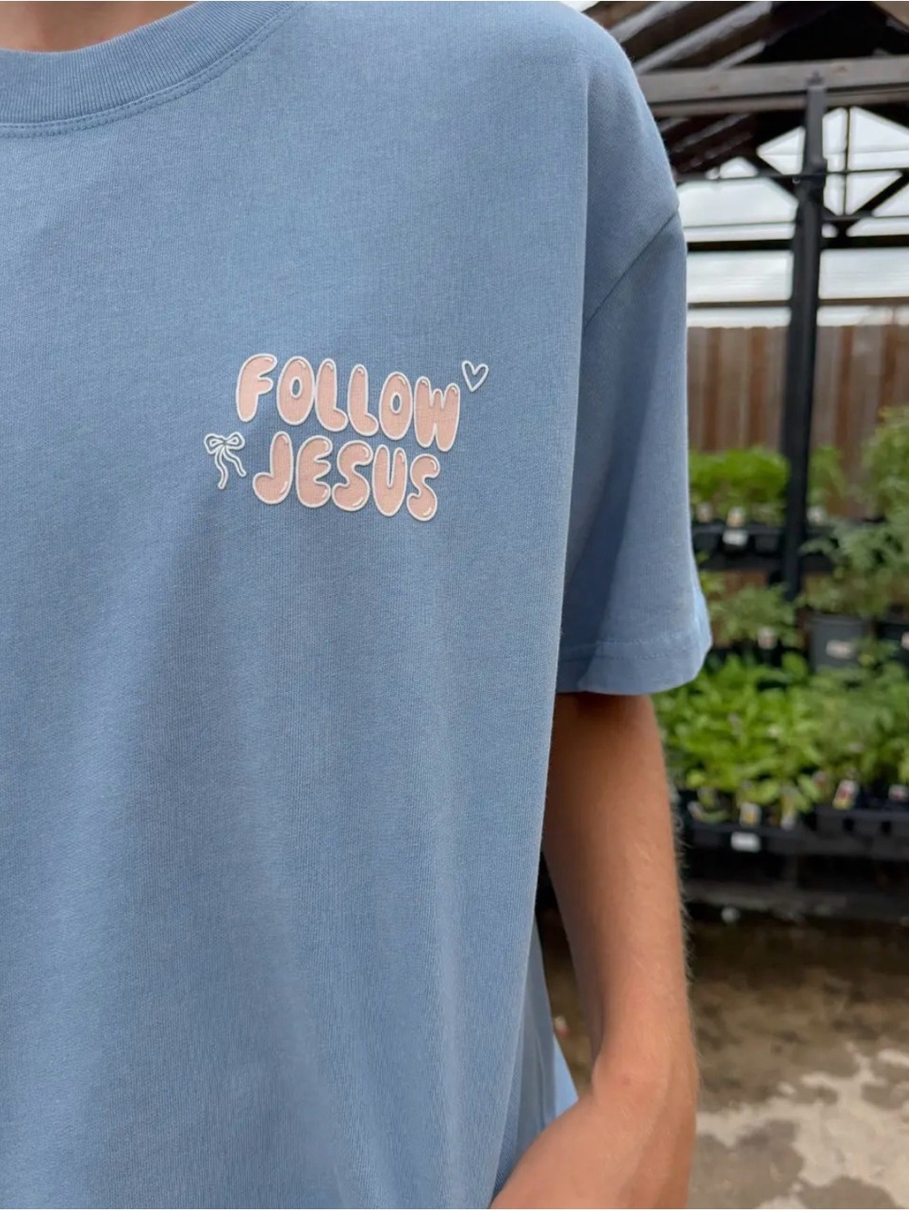 Follow Jesus Short Sleeve Tee - Dusty Blue